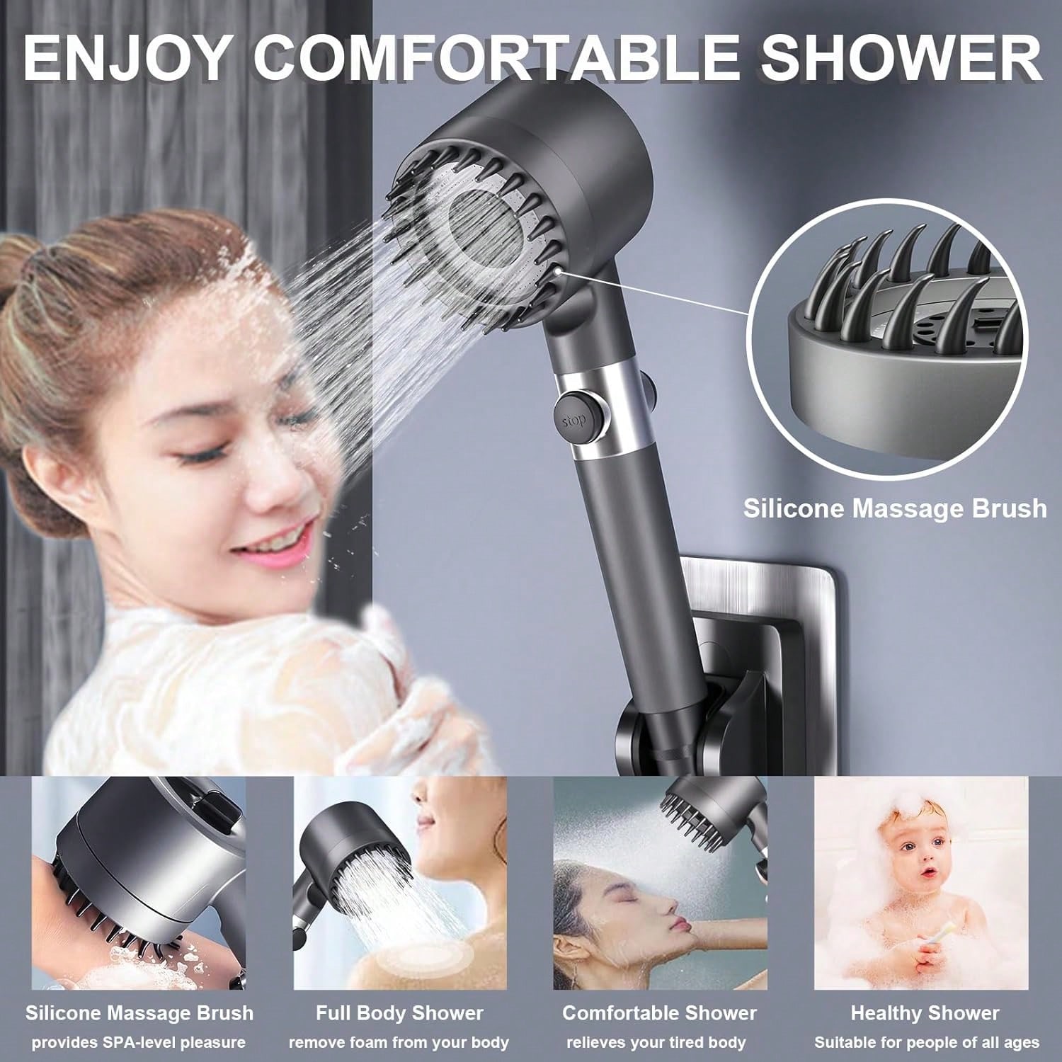 High Pressure Shower Head Handheld - Handdouche met hoge druk, 5 filters,