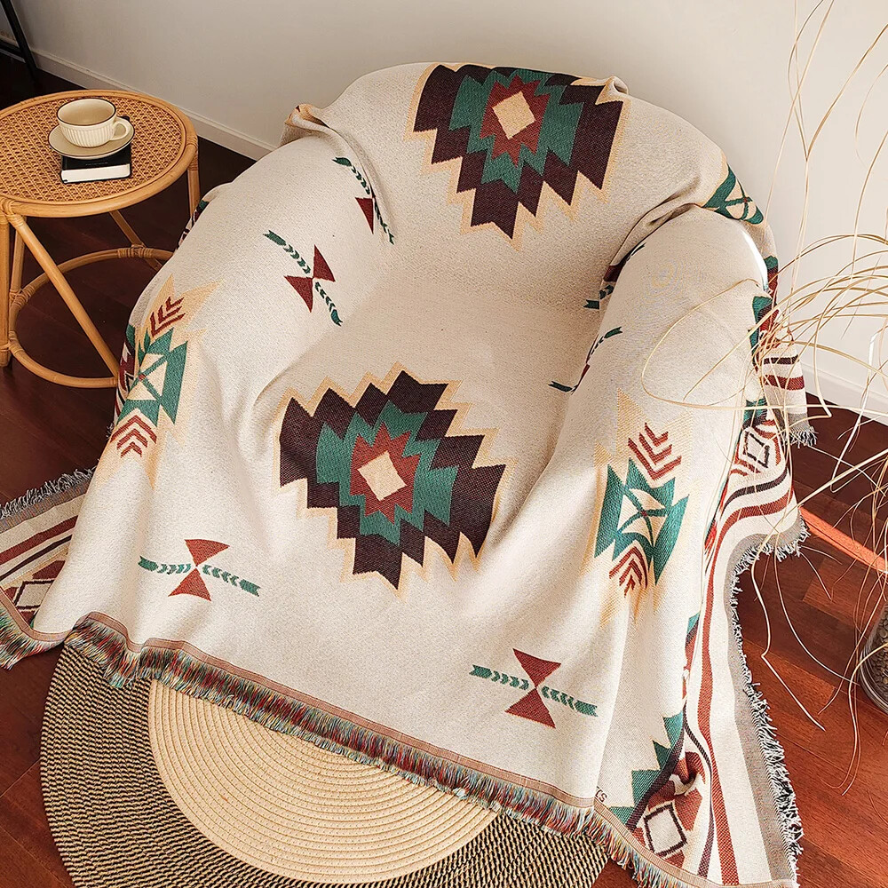 Boho Throw Blanket Fringe - Oversized Boho Azteekse deken met franje