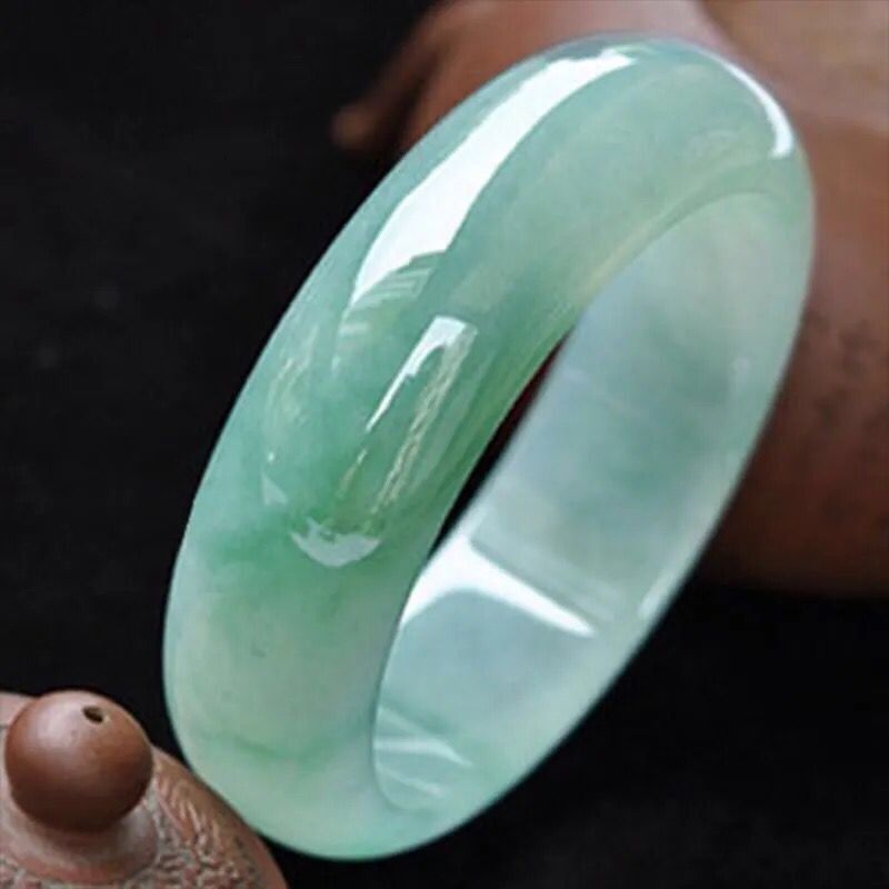 Lighting - Myanmarse natuurlijke jade armband, oud, ijsachtig,