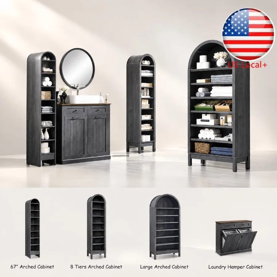 Storage & Organization - 67 cm hoge, gebogen badkamerkast, moderne,