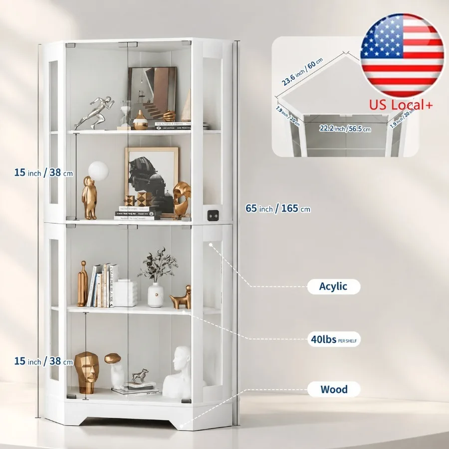 Storage & Organization - 65 cm witte, verzamelbare vitrinekast met
