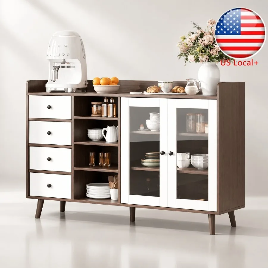 Storage & Organization - 55 cm brede dressoirkast met glazen