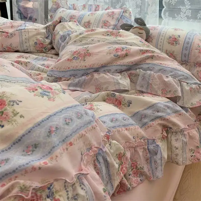 Aesthetic Floral Duvet Cover - Koreaanse stijl prinses bloemen beddengoed set