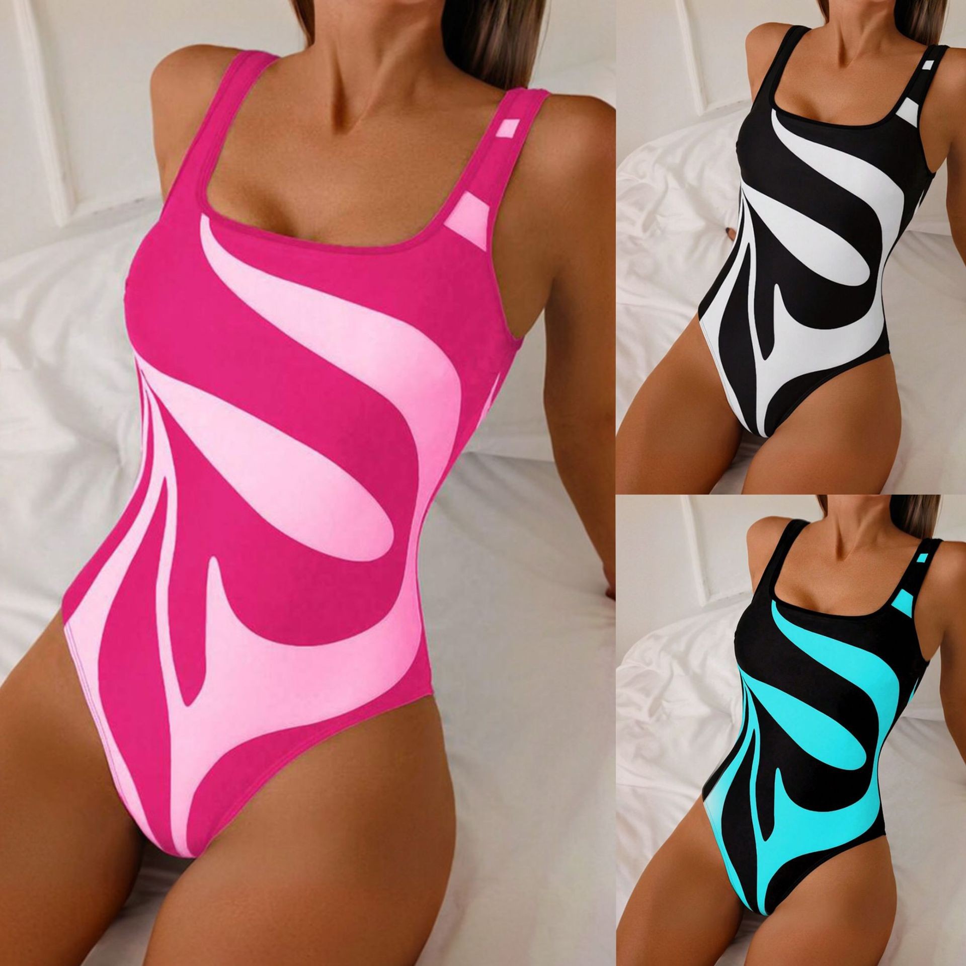 Bath - Vrouwelijke tankini met abstracte print, bikini