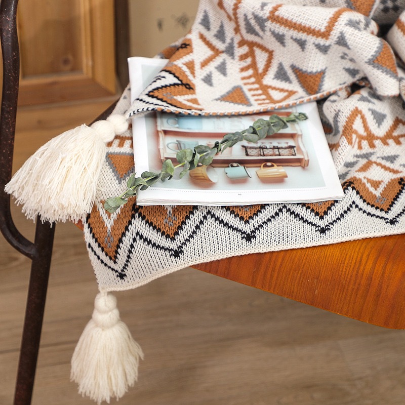 Boho Throw Blanket Fringe - Boho Zuidwestelijke deken met franjes Desert
