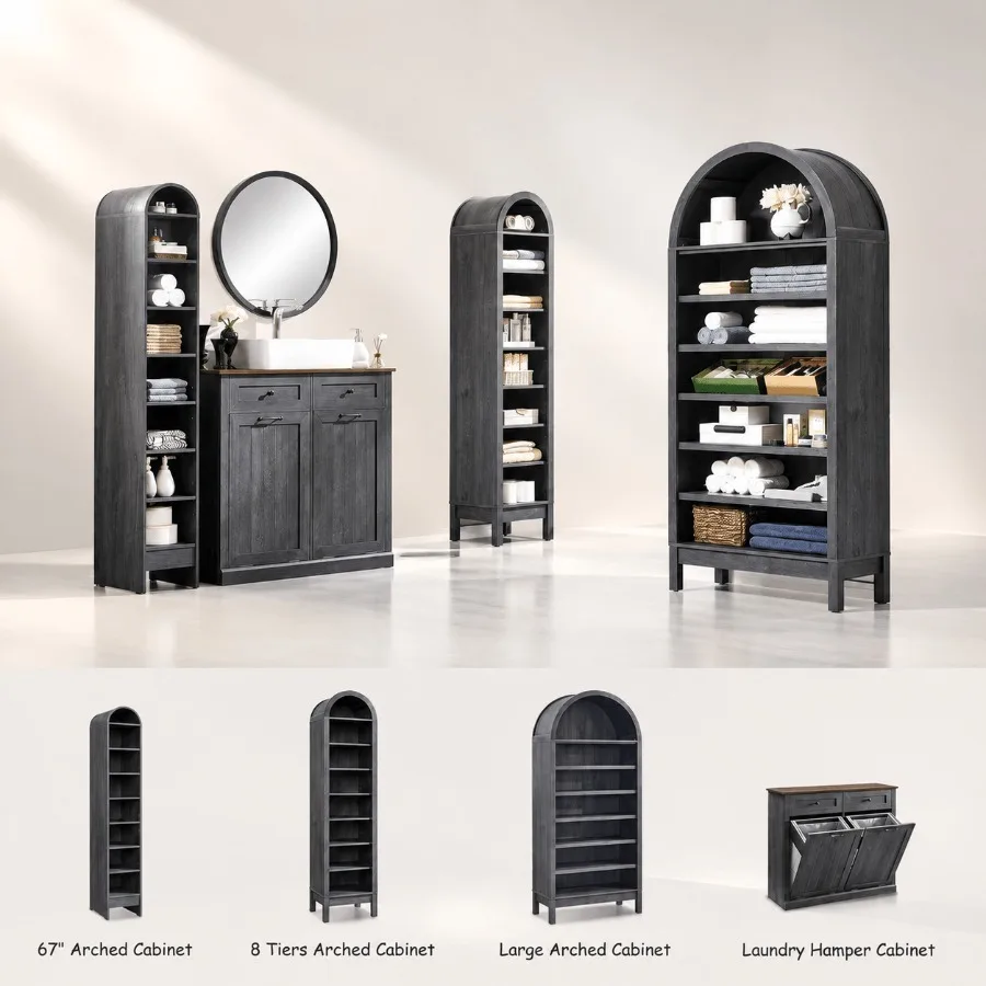 67 cm hoge, gebogen badkamerka - Storage & Organization recensie en prijs
