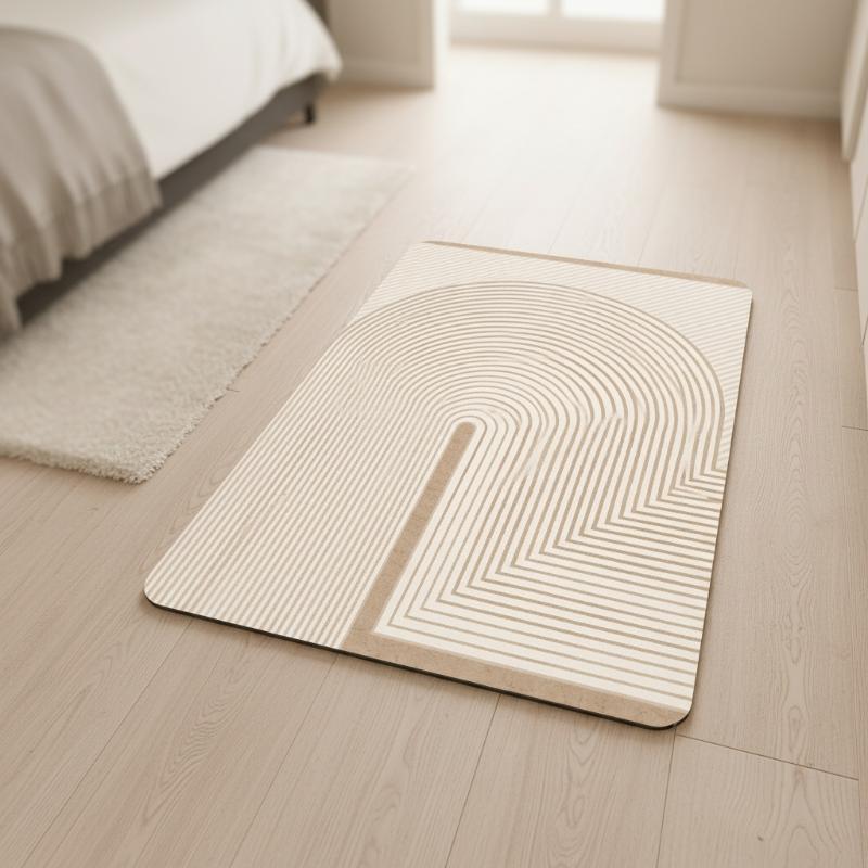 Beige gestreepte diatomiet bad - Quick Dry Diatomite Bath Mat recensie en prijs