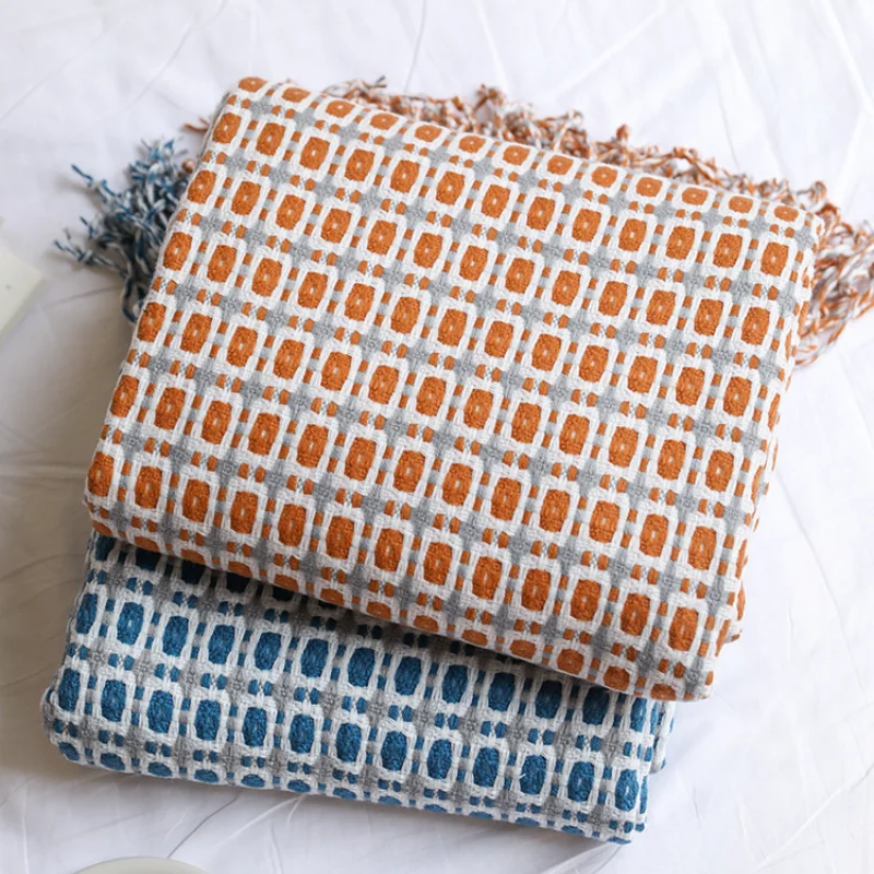 Geometrisch geruit jacquard ge - Boho Throw Blanket Fringe recensie en prijs