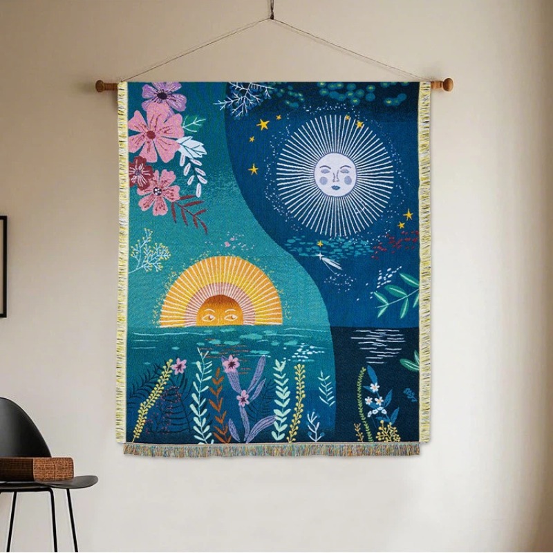 Hemelse zon maan geweven wandt - Boho Throw Blanket Fringe recensie en prijs