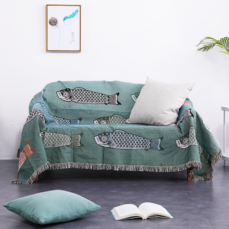 Koi Fish Jacquard geweven deke - Boho Throw Blanket Fringe recensie en prijs