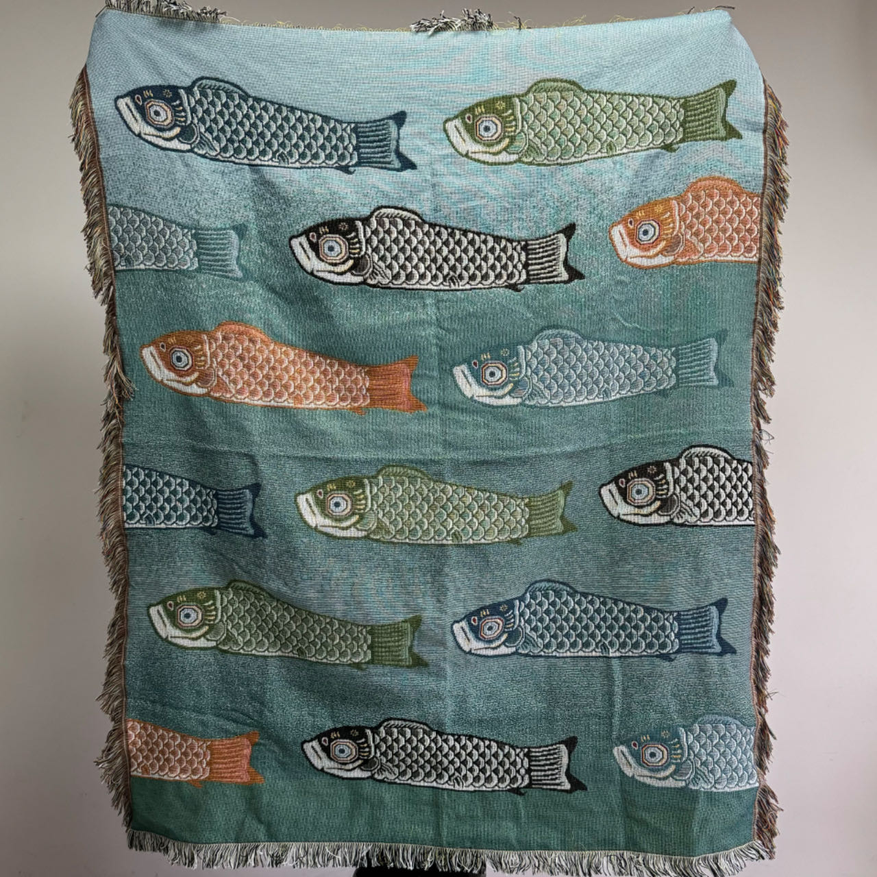 Koi Fish Jacquard geweven deke - Boho Throw Blanket Fringe recensie en prijs